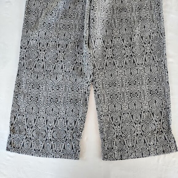 J JILL LOVE LINEN 100% Linen Wide Leg Cropped Boho Print Pull On Pants M - Picture 7 of 12